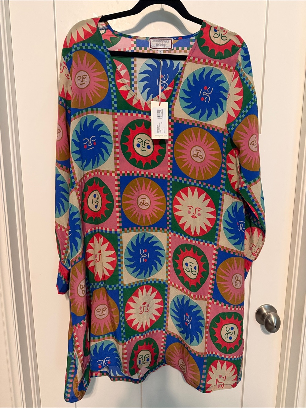 NWT Johnny Was Celestial Multicolor Long Sleeve Mini Dress - Bold Graphic Print - Picture 1 of 9